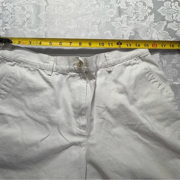 Lauren Ralph Lauren Shorts Women’s 12 White Cotton Short Chino Flat Front Cuffed - Picture 4 of 6
